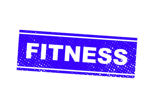 Bold fitness stamp with glitter effect on white background illustration