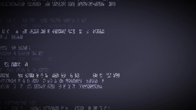 Digital Data Code Scrolling on Dark Screen, Tech System Boot Log and Cyber Security Concept Loop