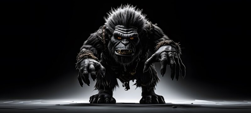 art of Troll a black and white high contrast full body ,generative AI
