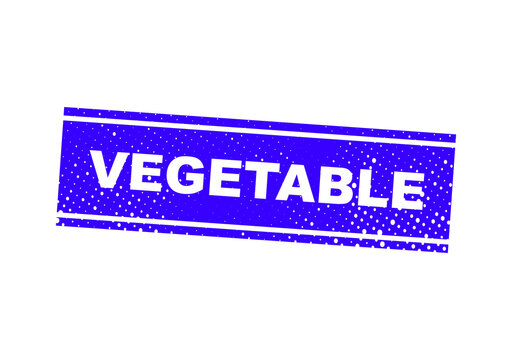 Bold vegetable stamp or label in blue illustration