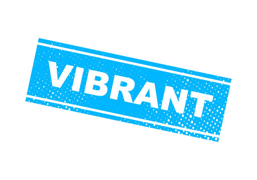 Vibrant blue stamp with text label illustration