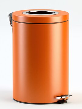 Modern Orange Pedal Bin Trash Can with Stainless Steel Accents for Contemporary Home or Office Spaces