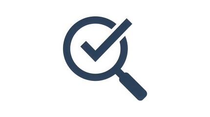 Magnifying glass with check mark icon representing audit, verification, and quality control © musa
