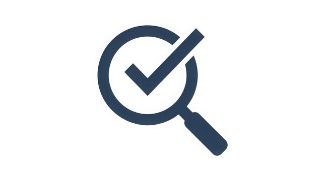 Magnifying glass with check mark icon representing audit, verification, and quality control