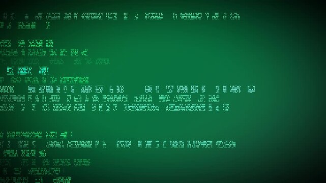 Green Digital Code Scrolling on Screen in Seamless Loop