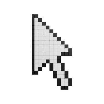 Pixel Art Computer Mouse Arrow Cursor Icon Isolated on White