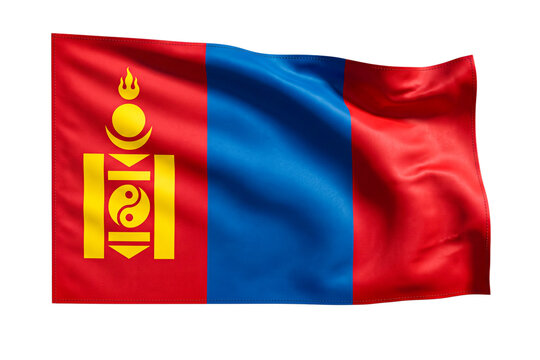 Waving Mongolia National Flag Isolated Transparent Background