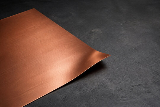 Brushed Copper Sheet With Curved Edge and Copy Space