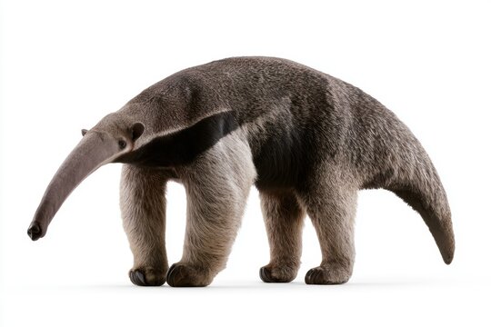 Giant Anteater Curiosity: A majestic giant anteater, with its distinctive long snout and bushy tail, explores its surroundings with an air of gentle curiosity.