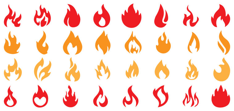 Set of colorful fire flame icons vector illustration eps 10