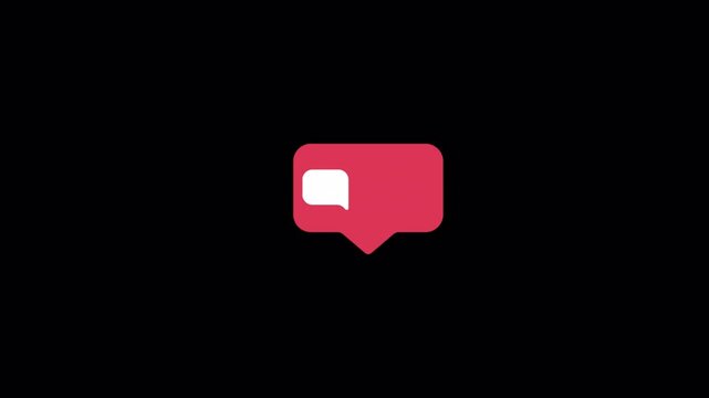 4k social media comment button notification icon with glowing animation and transparent background motion graphics element