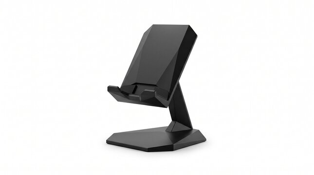 Modern Geometric Matte Black Universal Desktop Phone Stand
