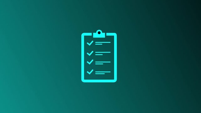 Digital Clipboard with Checklist for Quality Assessment in a Futuristic Cyan Circuit Design, Technology and Compliance Motion Graphics Animation Concept .