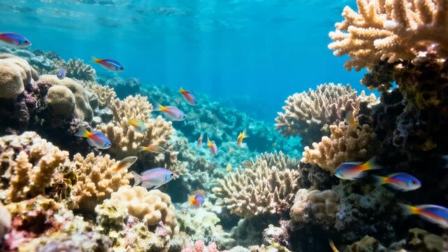vibrant coral reef colorful fish weave corals anemones