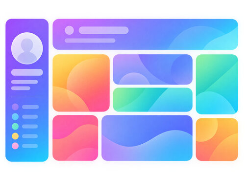 Colorful Modern Dashboard UI Template with Gradient Cards and Sidebar