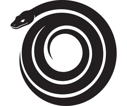 Abstract Snake Illustration Forming a Circular Shape. Minimalist Design for Logo, Emblem, or Decorative Element.