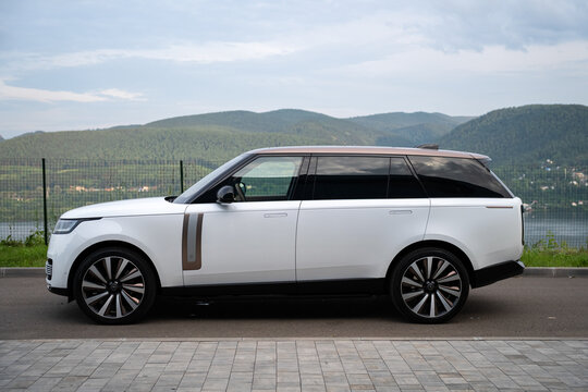 KRASNOYARSK, RUSSIA - July 3, 2026: White Land Rover Range Rover L460
