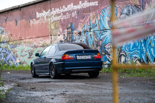 KRASNOYARSK, RUSSIA - July 18, 2026: Blue BMW 3 E46