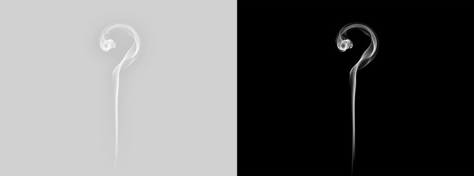 Question Mark Smoke Effect Isolated PNG White Smoke Stream Curling Query Shape Mystery Problem Solving Abstract Mist Overlay