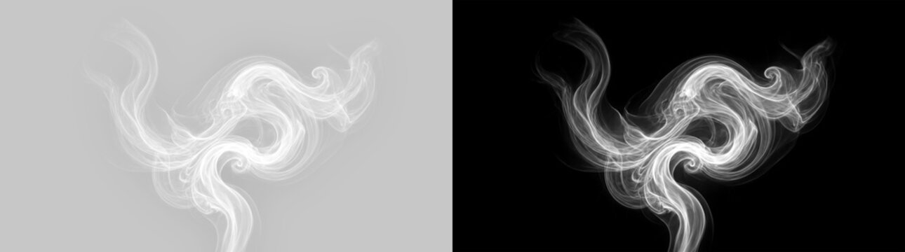 White Smoke Swirl Overlay Effect Isolated PNG Abstract Wispy Fog Steam Stream Curling Vapor Texture Background