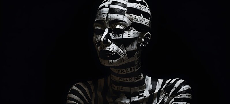 art of mummy a black and white high contrast full body,generative AI