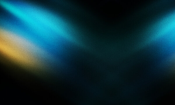 Abstract Colorful Light Leak Background with Blue Cyan and Yellow Glow, Retro Film Grain Noise and Cinematic Light Overlay Effect