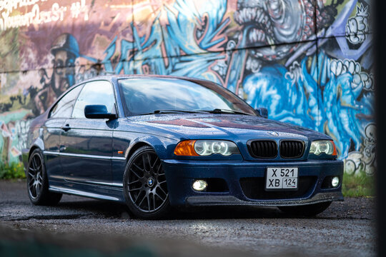 KRASNOYARSK, RUSSIA - July 18, 2026: Blue BMW 3 E46