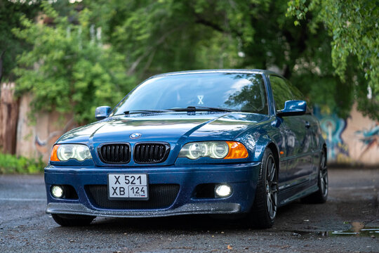 KRASNOYARSK, RUSSIA - July 18, 2026: Blue BMW 3 E46