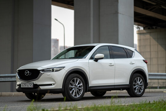 KRASNOYARSK, RUSSIA - July 19, 2026: White Mazda CX 5 KF