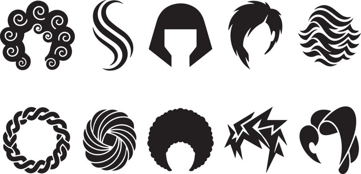 Hair Salon Hairstyle Wig Barber Silhouette Logo Vector