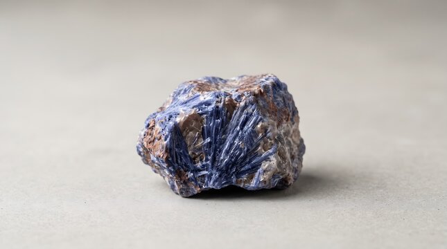 Raw Blue Kyanite Mineral Stone on Light Background.
