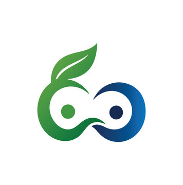 Professional modern infinity leaf human figures green eco logo