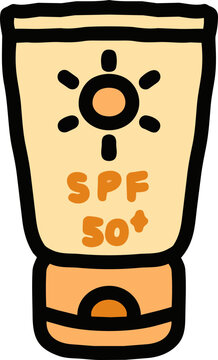 Hand Drawn Sunscreen SPF 50 Sun Protection Color Icon