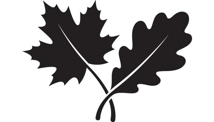 Fototapeta premium Oak Leaves Illustration, a Simple Black and White Design for Nature-Themed Projects and Botanical Graphics. with Foliage