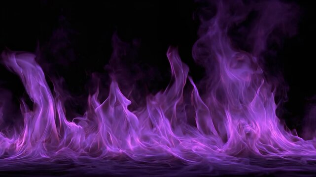 Purple Fire Wall Rising on Black Background Loop 4K