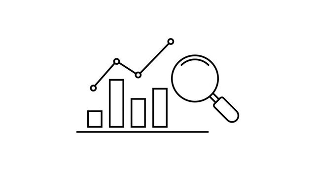 Minimal Outline Business Predictive Analytics Icon Animation with Data Insights and Forecasting 4K Stock Vide