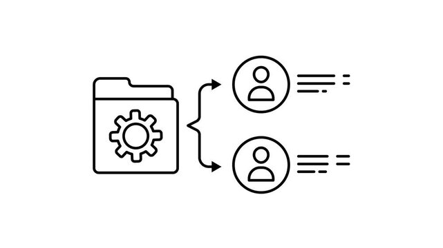 Minimal Business Team Knowledge Base Icon Animation, Corporate Collaboration Concept, 4K Stock Video