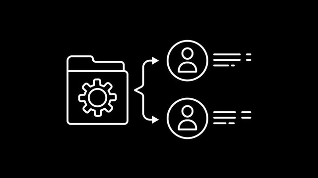 Minimal Business Team Knowledge Base Icon Animation, Corporate Collaboration Concept, 4K Stock Video
