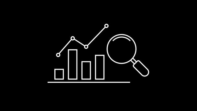 Minimal Outline Business Predictive Analytics Icon Animation with Data Insights and Forecasting 4K Stock Vide