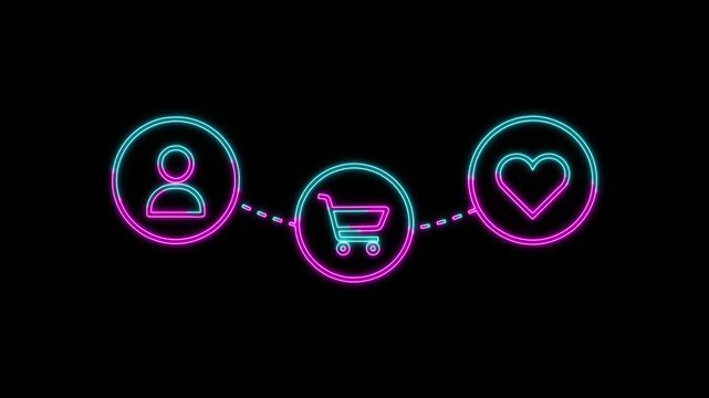 Modern Business Customer Journey Glowing Line Icon Animation, Customer Experience Workflow, 4K Stock Video Footage