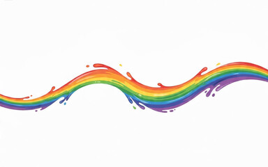 Fototapeta premium Vibrant Rainbow Liquid Wave Flowing Motion Abstract Design Element Isolated on Pure White Background