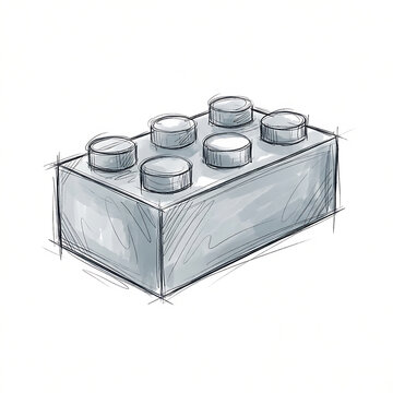 Hand drawn sketch of a plastic building block