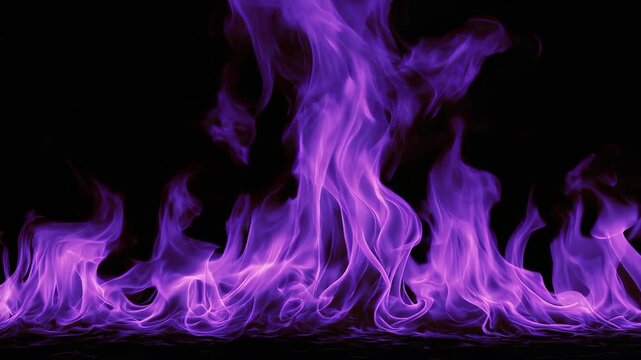 Violet Flames Burning Along Dark Ground Loop 4K