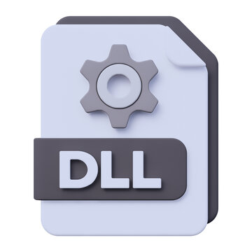 3D DLL Dynamic Link Library File Icon Isolated on White Background