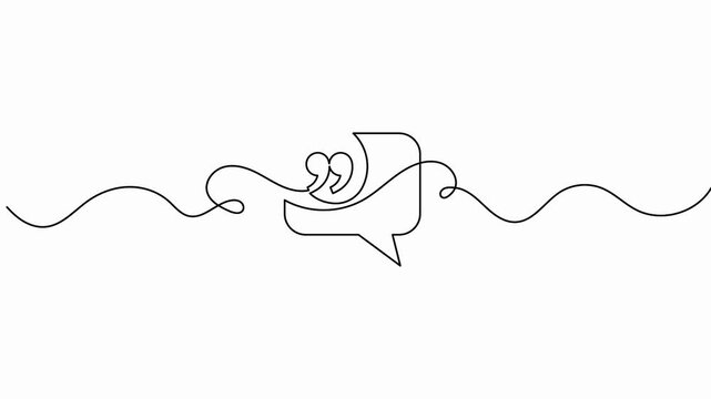 Quote speech bubble continuous line drawing video animation minimalist chat frame