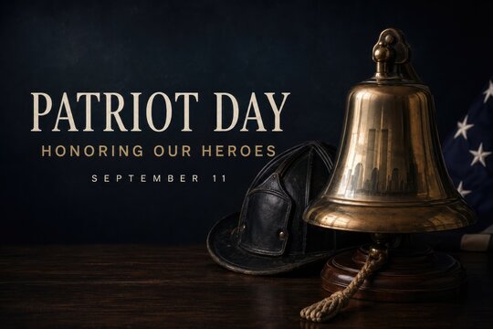 Tribute to heroes with bell and fireman's helmet, reflecting courage and honor.