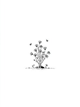 Delicate flowers blooming, surrounded by buzzing bees, showcasing nature's harmony and beauty
