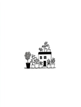 Charming house adorned with various plants, showcasing blend of nature and home aesthetics