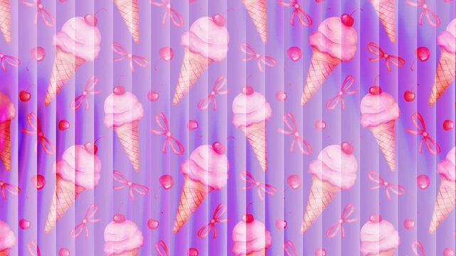 Y2K sweet core ice cream animated background. Dreamy food and fashion background for social media promotions, banner, product promos, campaign, website etc.