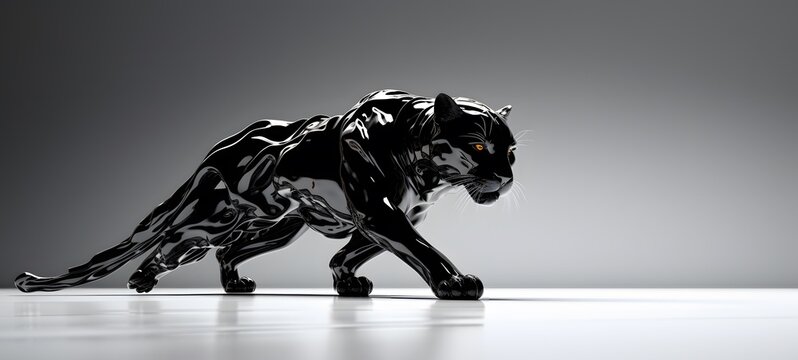art of panther a black and white high contrast full body ,generative AI
